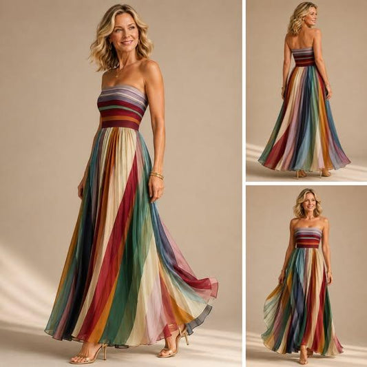Robe Longue Bustier Plissée