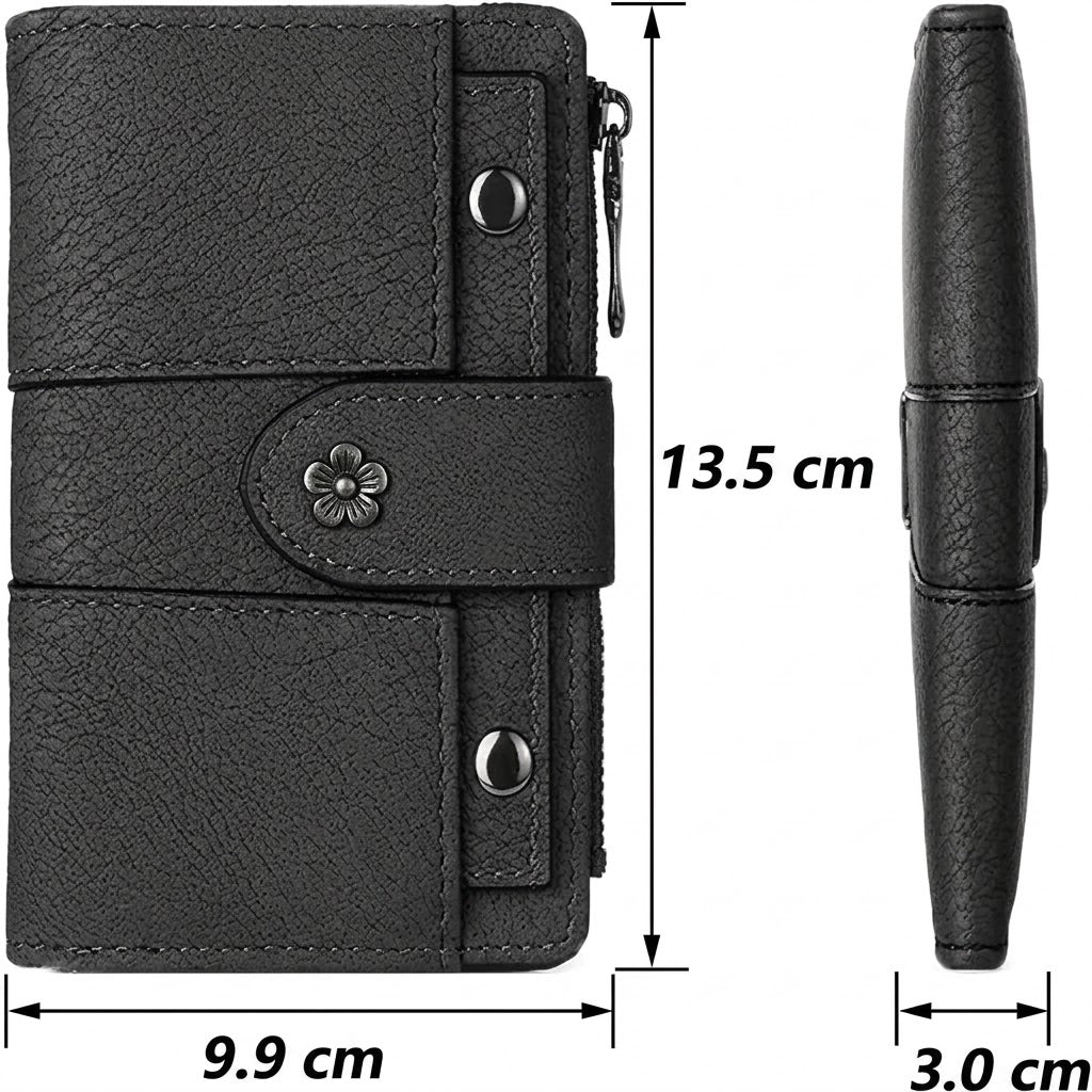 Portefeuille Femme Compact Multi-Rangements avec Porte-Carte Amovible