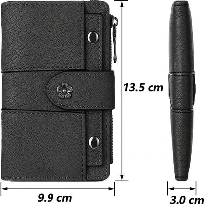 Portefeuille Femme Compact Multi-Rangements avec Porte-Carte Amovible